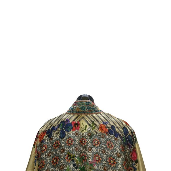 Johnny Was Silk Colorful Floral Open Front Cardigan w/Wide Sleeves Size M - Picture 6 of 8